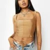 AFRM Mocha Saskia Lace Up Corset Top
