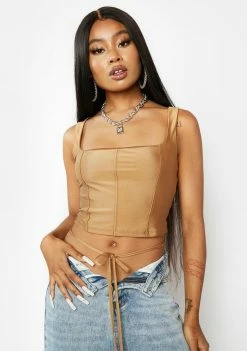 AFRM Mocha Saskia Lace Up Corset Top