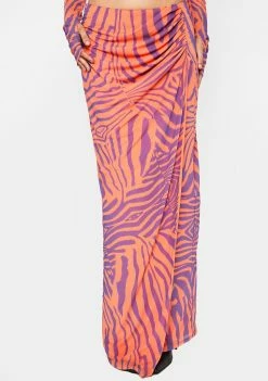 AFRM Orange Zebra Dita Midi Skirt Bottoms
