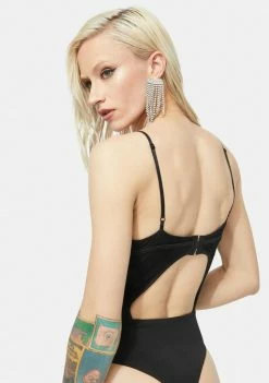 AFRM Black Cora Stretch Lace Bodysuit Tops