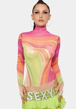 AFRM Spring Wave Zadie Mesh Turtleneck Top