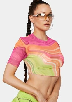 AFRM Tops Spring Wave Isla Mesh Baby Tee