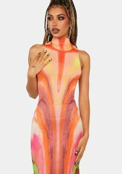 AFRM Neon Watercolor Serenity Midi Dress Dresses