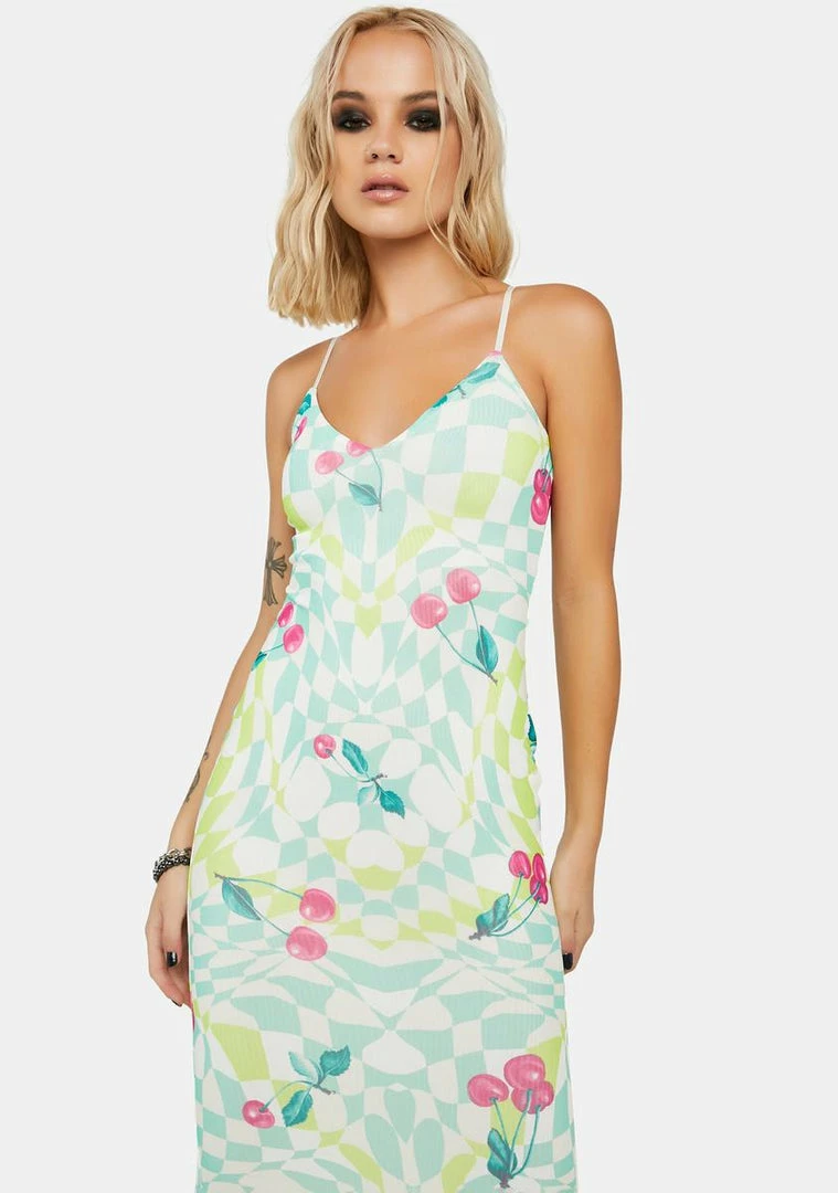 Cheap ⌛ AFRM Mint Cherry Amina Mesh Midi 👗 Dress 🛒 2 AFRM Mint Cherry Amina Mesh Midi Dress