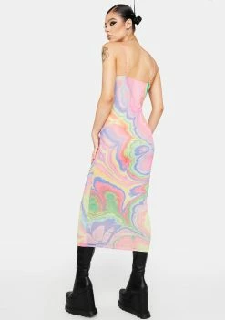 AFRM Dresses Abstract Marble Amina Mesh Midi Dress