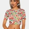 AFRM Mesh Shirt Summer Daisy Bouquet Isla Baby Tee