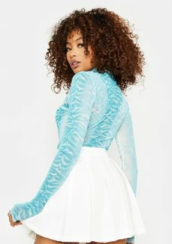 AFRM Aqua Zebra Zadie Power Mesh Top Tops