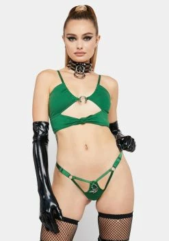 The End Lingerie Green Cut-Out Thong With Hook Lingerie & Sleepwear
