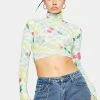 AFRM Mint Cherry Micaela Mesh Turtleneck Top