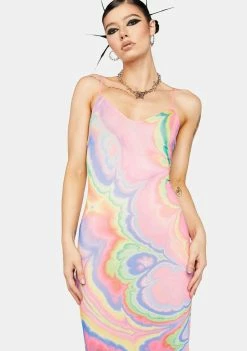 AFRM Dresses Abstract Marble Amina Mesh Midi Dress