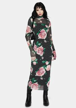 AFRM Winter Rose Polka Dot Shailene Mesh Dress Dresses