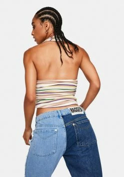 AFRM Arkin Striped Halter Top Tops