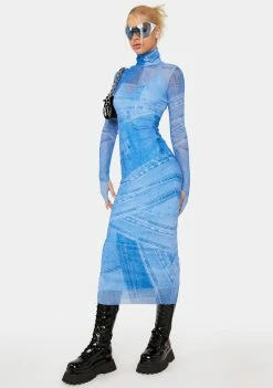 AFRM Denim Print Shailene Maxi Dress Dresses