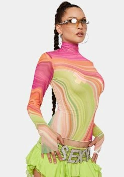 AFRM Spring Wave Zadie Mesh Turtleneck Top