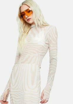 AFRM Zadie Printed Power Mesh Top Tops