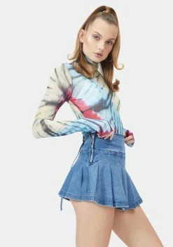 AFRM Tops Placement Halo Tie Dye Zadie Turtleneck