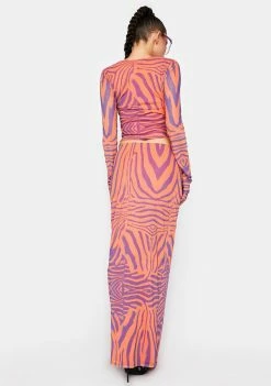 AFRM Orange Zebra Dita Midi Skirt Bottoms