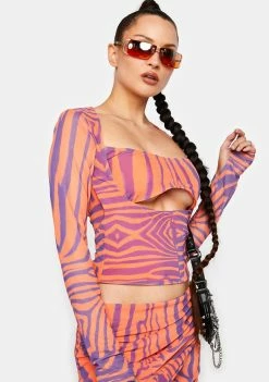 AFRM Orange Zebra Noreen Cut-Out Top