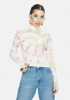 AFRM Blanc Spiral Tie Dye Zadie Turtleneck Tops