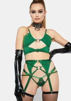The End Lingerie Green Strappy Garter Belt