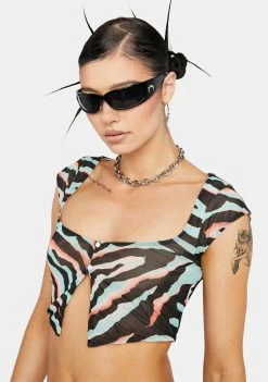 AFRM Teal Zebra Nylah Crop Top