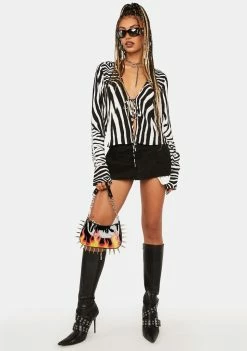 Discount 😀 AFRM Tops Blanc Zebra Yamilia Tie-Front Top 😀 6 AFRM Tops Blanc Zebra Yamilia Tie-Front Top