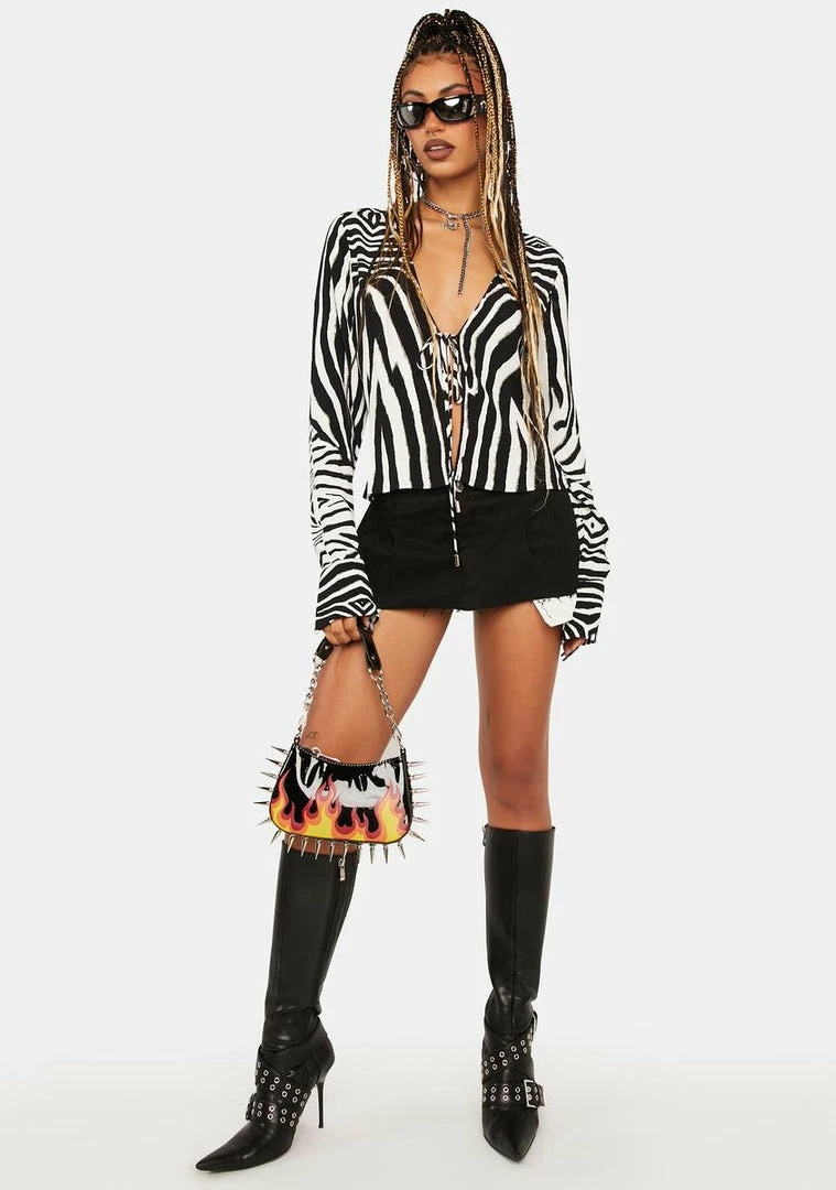 Discount 😀 AFRM Tops Blanc Zebra Yamilia Tie-Front Top 😀 3 AFRM Tops Blanc Zebra Yamilia Tie-Front Top