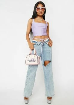 AFRM Lavender Saskia Lace Up Corset Top