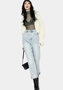 AFRM Tops Winter Rose Polka Dot Zadie Turtleneck