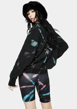 AFRM Blue Spiral Tie Dye Diana Crewneck Sweatshirt