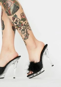 Ellie Shoes Sasha Marabou Clear Heels