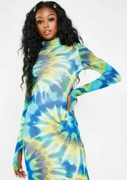 AFRM Shailene Yellow Spiral Tie Dye Dress Dresses