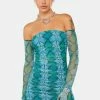 AFRM Teal Snake Danni Mini Dress