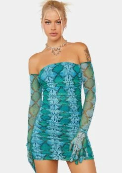 AFRM Teal Snake Danni Mini Dress