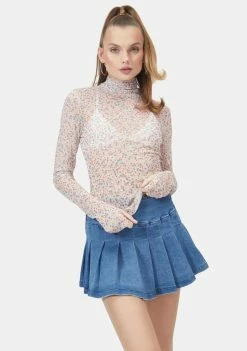 AFRM Blush Spring Ditsy Floral Zadie Turtleneck Tops