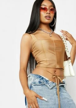 AFRM Mocha Saskia Lace Up Corset Top