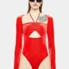 AFRM Rouge Assunta Velvet Bodysuit Tops