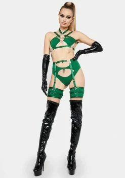 The End Lingerie Green Cut-Out Hipsters With Garter