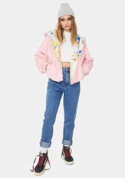 Top 10 🎉 Members Only Blush Looney Toons Faux Fur Jacket 🎉 6 Members Only Blush Looney Toons Faux Fur Jacket