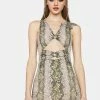 AFRM Linsey Snake Print Power Mesh Sleeveless Dress