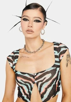 AFRM Teal Zebra Nylah Crop Top