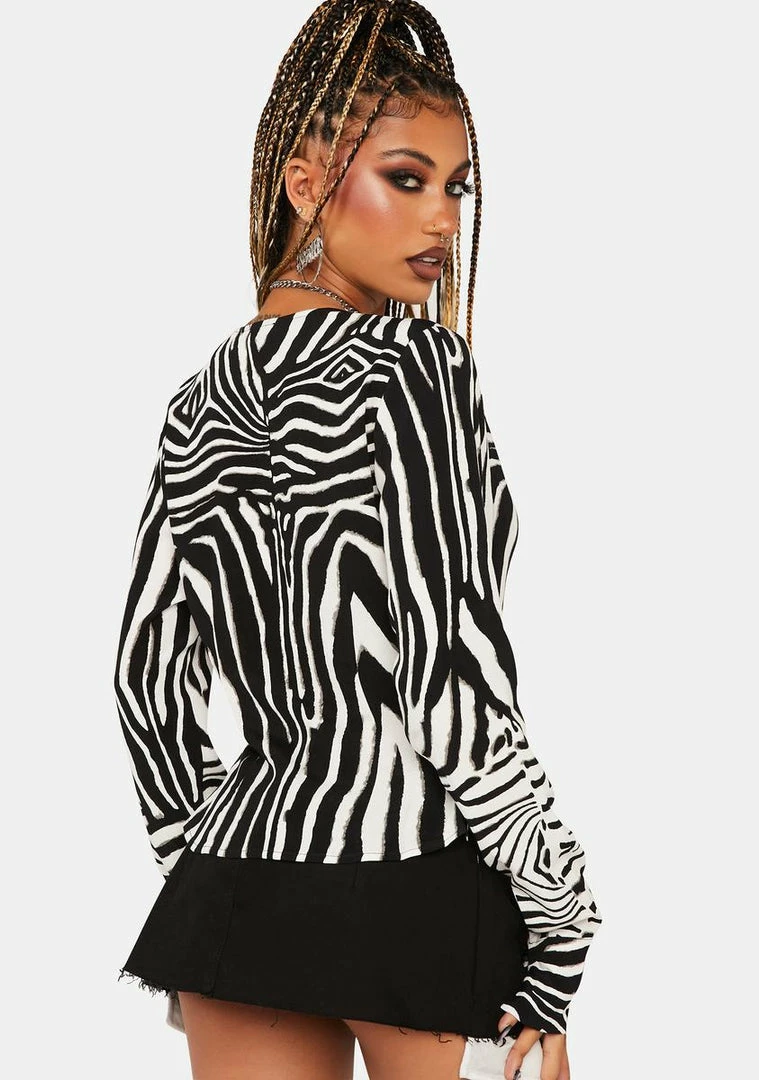 Discount 😀 AFRM Tops Blanc Zebra Yamilia Tie-Front Top 😀 4 AFRM Tops Blanc Zebra Yamilia Tie-Front Top