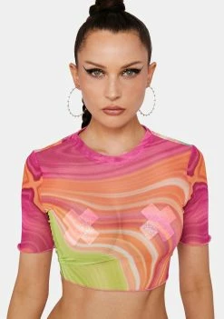 AFRM Tops Spring Wave Isla Mesh Baby Tee