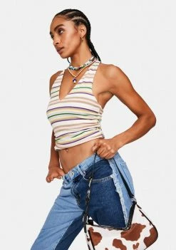 AFRM Arkin Striped Halter Top Tops