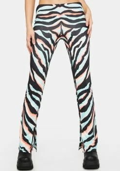 AFRM Teal Zebra Irena Flare Pants Flares