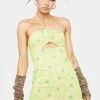 AFRM Lime Daisy Savon Halter Mini Dress Sundress