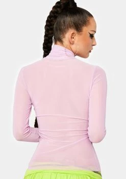 AFRM Tops Orchid Zadie Mesh Turtleneck Top