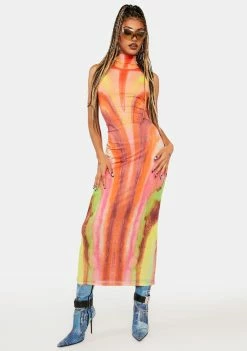AFRM Neon Watercolor Serenity Midi Dress Dresses