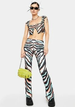 AFRM Teal Zebra Irena Flare Pants Flares