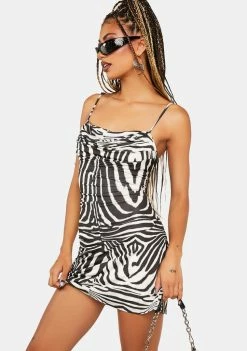 AFRM Blanc Zebra Kamala Mini Dress Slip Dress